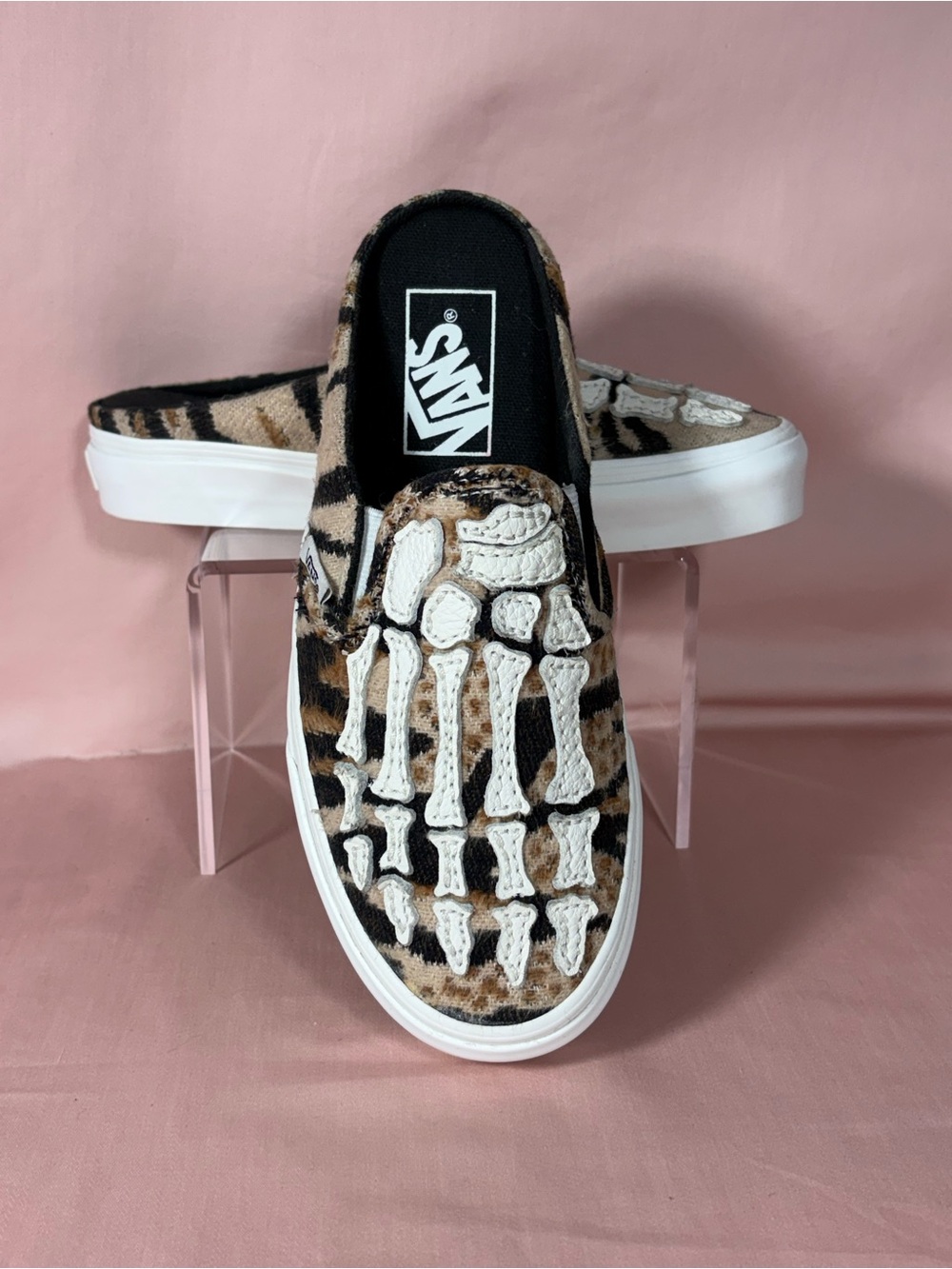 Vans Skeleton Appliqué Hazy Bones Blanc De Blanc Goth Rocker W's 5/Men's 3.5‎